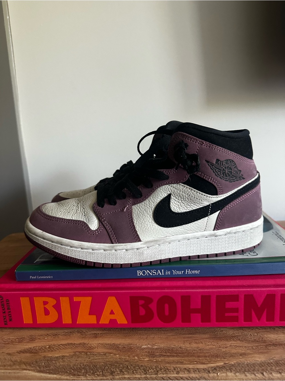 Jordan Mid-Top Sneakers - White, Black & Mauve